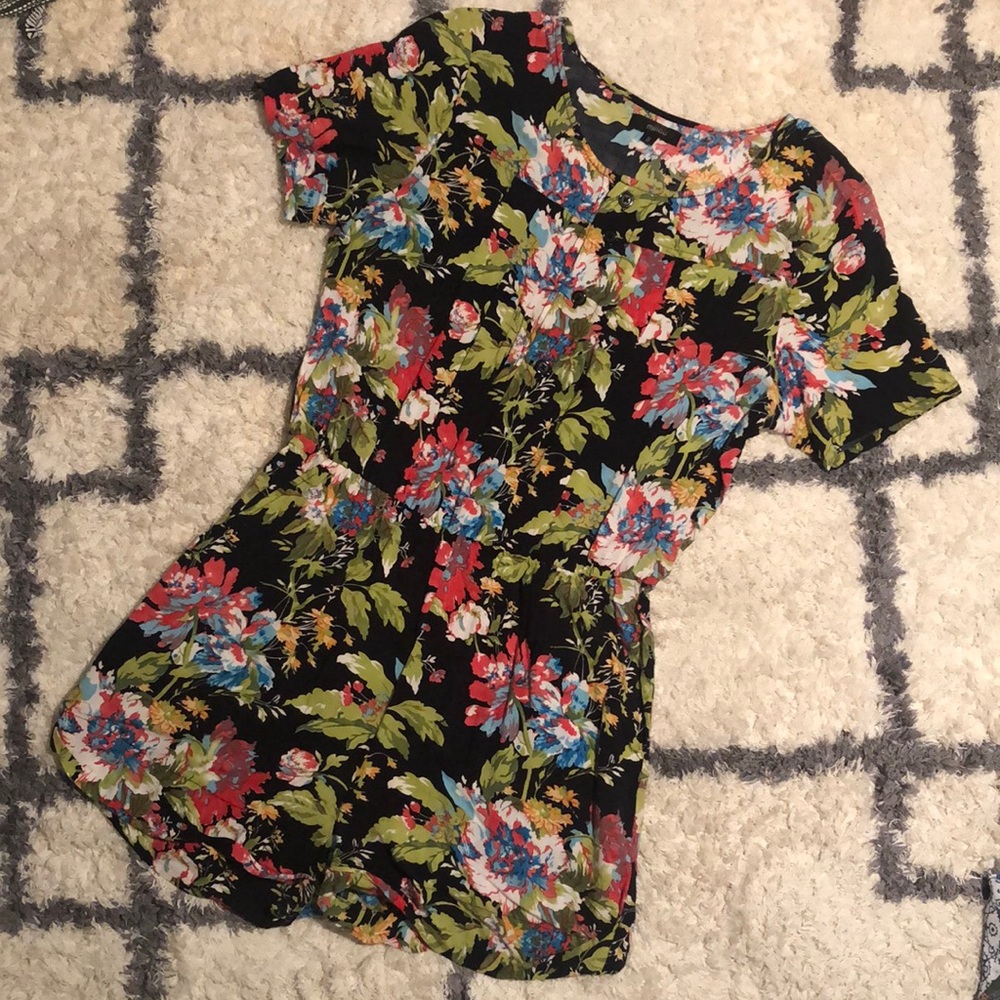 Millau - black floral print romper - size small